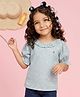 Tiny Girl Woven Half Puffed Sleeves Abstract Printed Top - Sea Green