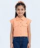 Tiny Girl Woven Cap Sleeves Solid Shirt Style Top - Peach