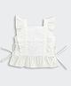 Tiny Girl Cotton Woven Frill Sleeves Floral Schiffli Embroidered Top - White