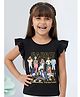 Barbie By Tiny Girl Cotton Knit Mattel Featuring Frill Sleeves Barbie & Stronger Together Text Printed Top - Black