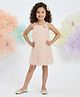Tiny Girl Woven Sleeveless Ruffle & Floral Applique Detailed Dress - Peach