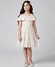 Tiny Girl Woven Half Cold Shoulder Sleeves Floral Printed Dress - Green