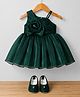 Blabber Sleeveless Floral Applique Detailed Knee Length Pleated Dress With Booties - Green