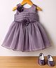 Blabber Sleeveless Floral Applique Detailed Knee Length Dress With Booties - Purple