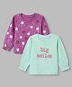 Doodle Poodle 100% Cotton Single Jersey Knit Tops with Full Sleeves and Floral & Polka Dots Print in Violet & Blue Pack of 2
