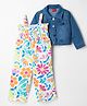 Babyhug Knit Sleeveless Floral Printed Jumpsuit With Jacket - Navy Blue