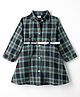 Babyhug Cotton Woven Frock and Belt with Full Sleeves and Checked Print in Green