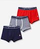 Pine Kids 100% Cotton Elastane Knit Trunk with Football Print Pack of 3 - Red Blue & White