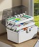 House of Quirk Multifunctional Storage Box Portable Plastic Organizer for Desktop Stationery Sundries and Medical Tools - White