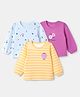 Doodle Poodle 100% Cotton Knit Tops with Full Sleeves and Floral Print Pack of 3 in Yellow