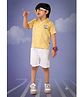 CRUNCHY NACHOS Cotton Knitted Half Sleeves Abstract Printed Shirt &  Shorts Set - Yellow