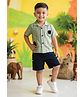 CRUNCHY NACHOS Cotton Knitted Half Sleeves Floral Embroidered Shirt & Shorts Set - Pista Green