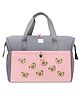 Winnies Premium Teddy Print Baby Diaper Bag for Moms Large Capacity Multi Compartments Bottle Pockets - Grey & Pink