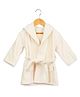 Masilo Cotton Blend Woven Solid Hooded Robe With Belt - Cream