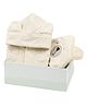 Masilo Cotton Blend Woven Pack Of 2 Bear Face Embroidered Hooded Towel & Robe With Belt - Cream