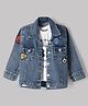 Dapper Dudes Denim Jacket and Tee with Full Sleeves and Triangle Patch in Blue for 2-3 Years