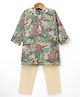 Dapper Dudes Cotton Mix Woven Full Sleeves Printed Kurta & Pyjama Set - Green