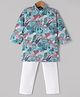 Dapper Dudes Cotton Mix Woven Ful Sleeves Printed Kurta & Pyjama Sets - Sea Green