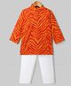 Bow & Tie Boys Full Sleeves Abstract Printed Kurta Pyjama Set - Orange