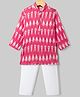 Bow & Tie Boys Full Sleeves Motifs Printed Kurta Pyjama Set - Fuchsia