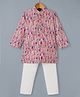 Bow & Tie Full Sleeves Animal & Trees Printed Kurta & Pyjama Set - Pink