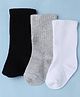 Cute Walk by Babyhug Knit Knee Length Anti Bacterial Socks Pack of 3 - White, Grey & Black