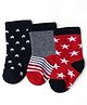 Cute Walk by Babyhug Knit Calf Length Anti Bacterial Striped Socks With Star Design Pack of 3 - Red & Black