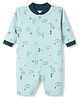 Junior Star Full Sleeves Dinosaurs Printed Romper - Green