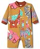 Junior Star Full Sleeves Festive Dinosaurs Printed Romper - Orange