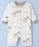 Junior Star Full Sleeves Zebra Printed Romper - White