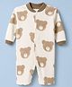 Junior Star Full Sleeves Teddy Bear Printed Romper - White
