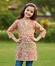 Cutiekins Cotton Woven Three Fourth Sleeves Floral Printed Kurti - Light Pink & Green