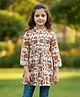 Cutiekins Cotton Woven Three Fourth Sleeves Floral Printed Kurti - Off White & Brown