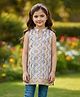 Cutiekins Cotton Woven Sleeveless Geometric Printed  Kurti - White & Golden