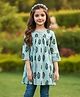 Cutiekins Cotton Woven Three Fourth Sleeves Abstract Printed Kurti - Sky Blue & Blue