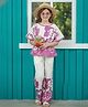 Cutiekins Rayon Woven Half Sleeves Floral Printed Coordinating Top & Palazzo Set - Pink & White