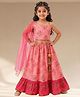 Lil' Drama Knit Cold Shoulder Sleeves Sequins Embellished  Floral Printed Choli & Lehenga Set With Dupatta - Pink
