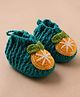 MayRa Knits Orange Designed Hand Knitted Booties - Blue
