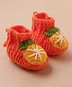 MayRa Knits Orange Designed Hand Knitted Booties - Orange