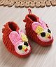 MayRa Knits Bunny Designed  Hand Knitted Booties - Red