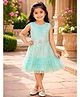Saka Designs By Sapna Woven Sleeveless Shimmer Detailed Tiered Dress - Green