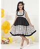 Little Bansi Cotton Woven Sleeveless Frill Detailed Striped & Floral Printed Tiered Dress - Black
