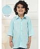 Little Bansi Cotton Woven Three Fourth Sleeves Hearts Embroidered Shirt - Blue
