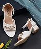 Tiny Bugs Metal Applique Detailed Buckle Closure Heel Sandals - White