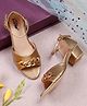 Tiny Bugs Metal Applique Detailed Buckle Closure Heel Sandals - Gold