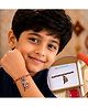 Little Tresses  Captain America Rakhi with Roli, Rice & Greeting Card in Box - Blue & Red