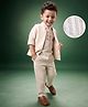 Babyhug Woven Full Sleeves Striped Party Suit - Beige