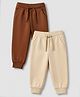 Babyhug Cotton Knit Full Length Jogger Fit Lounge Pant Pack of 2 - Brown Beige
