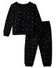 Pine Kids Cotton Mix Knit Full Sleeves Thermal Inner Wear With Heart Print- Black