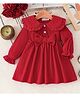 Mark & Mia Full Sleeves Frock with Bow Applique in Red
